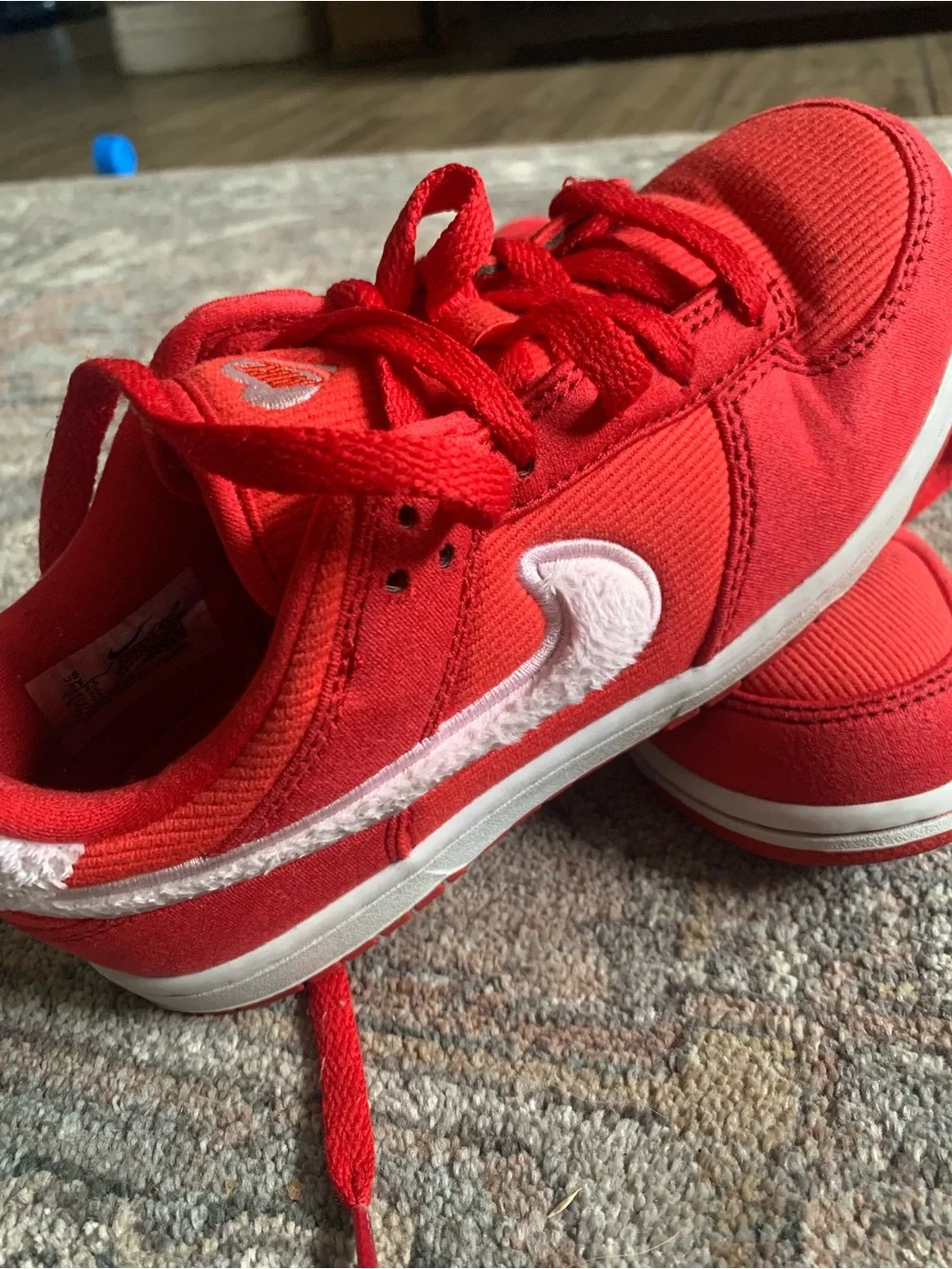 Nike Kids Red Low-Top Sneakers with White Sole